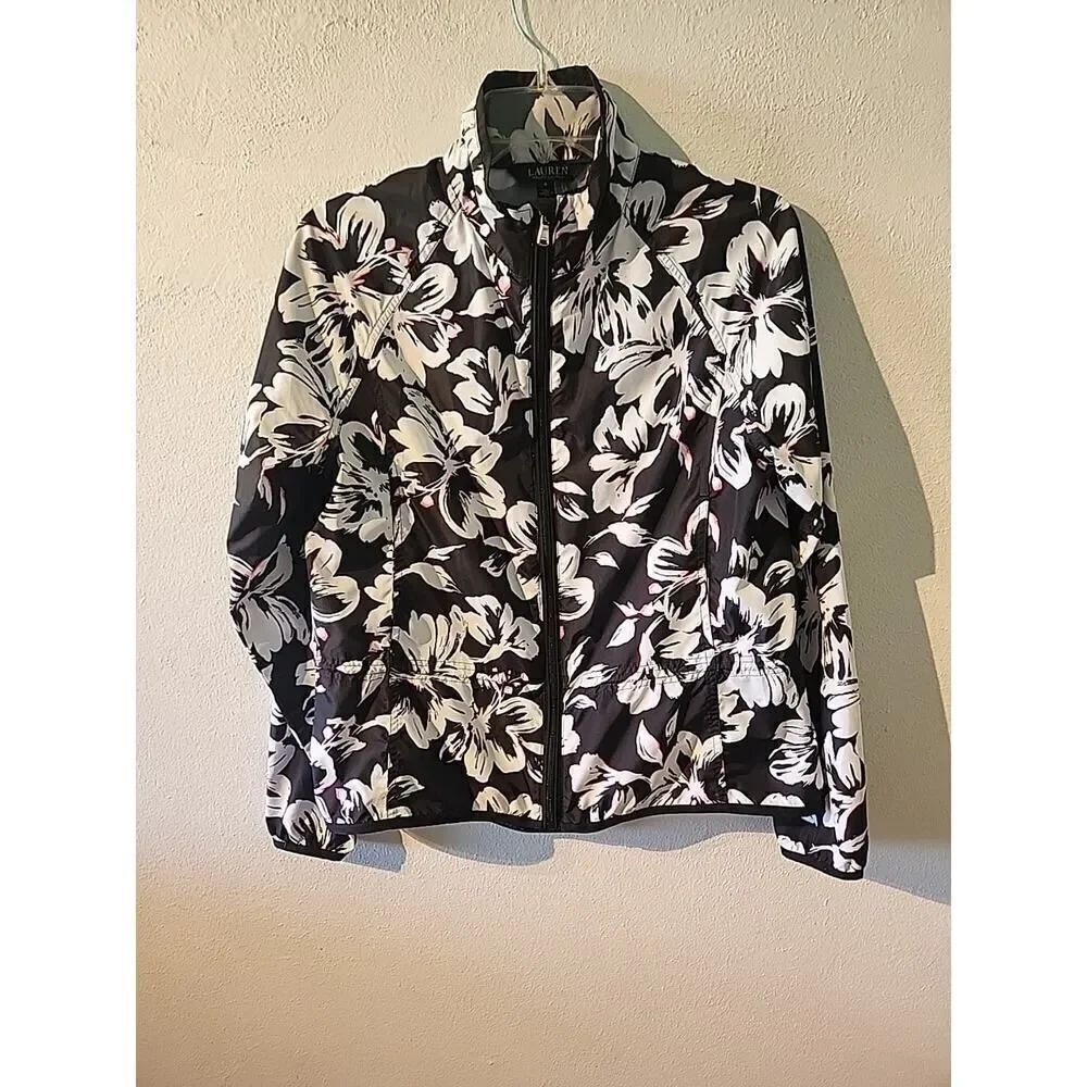 Lauren Ralph Lauren Windbreaker Floral Print Light Jacket Womens Size Small